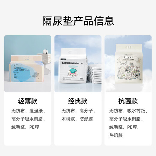 嫚熙（EMXEE）婴儿隔尿垫一次性新生儿宝宝纸尿垫透气防水护理产褥垫 【经典款】20片 中码(33*45cm)
