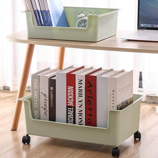 Under-desk book storage box with pulleys removable student classroom bag book storage box study organizer book box yellow large size without pulleys