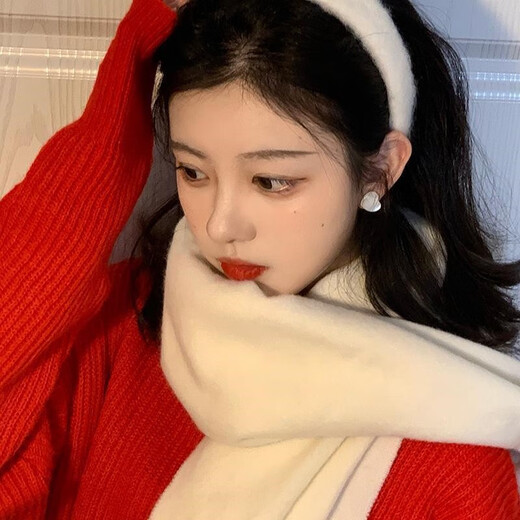 Haiyiduo autumn and winter plush wide-brimmed headband, retro-style women's face wash artifact, nostalgic hair accessories, new Japanese and Korean versatile outing headwear, white fur + milk tea color fur headband