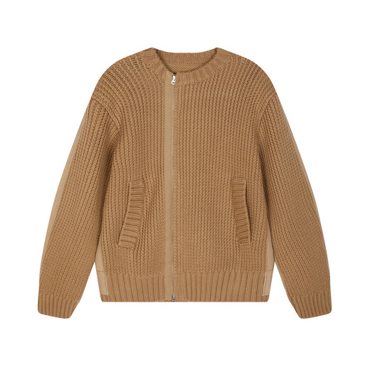 Sketch Men's Autumn and Winter New Loose Casual Cardigan Sweater Long Sleeve Retro Splicing Design Fashion Trend Jacket 254 Paper Brown M