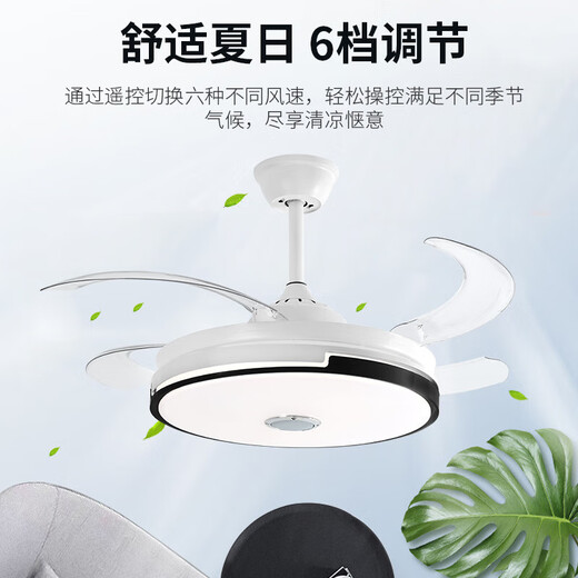 隐形风扇灯现代简约餐厅吊扇灯客厅卧室家用风扇吊灯批发定制 6623白-42寸变频遥控