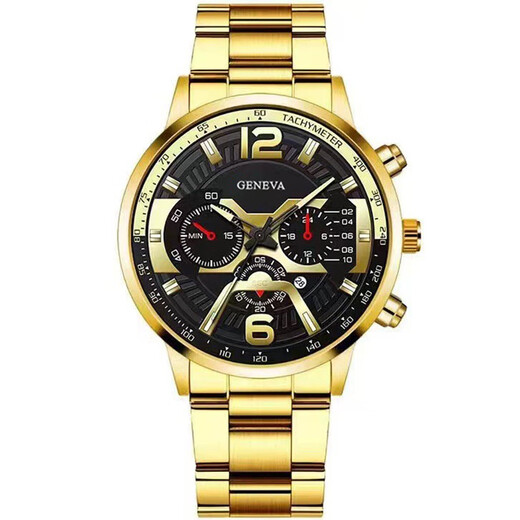 Popular men's fashion calendar watch men's Korean watch stainless steel quartz watch gold