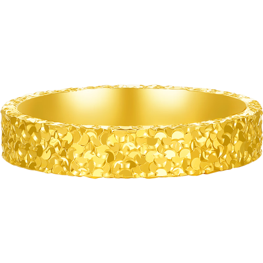 Saturday Fu Crushed Ice Gold Ring Couple Ring Birthday Gift Price A0114059 Men's Ring No. 20 About 6.34g