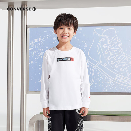 Converse【变形金刚联名】匡威儿童装秋季打底衫男童长袖T恤CNVB-LS-G689 纯白色 140 /68 【建议身高128-140cm】