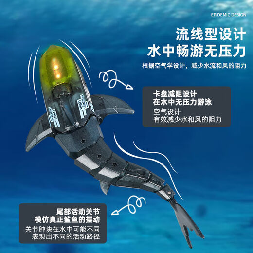 Chaosihui submarine with camera remote control camera shark speedboat simulation mechanical warship submarine electric wireless big white green light remote control shark version two sets of batteries (play for 50 minutes)