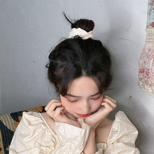 Morning Star Korean internet celebrity ins French retro style hair band large intestine silk satin tied hair tie hair rope headband female beige