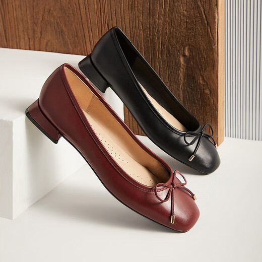 Clarks Qile Zapatos para mujeres Ubree15 Paso Single Single's Spring Light Dance Series Spring Comfort Ballet Zapatos Amplios Zapatos de boda Negro 261748564 37