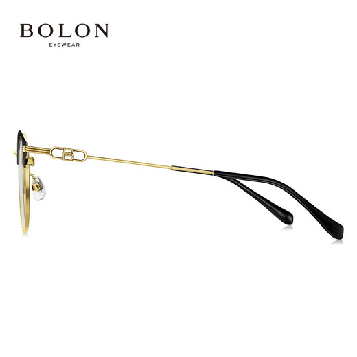 Bolon Tyrannosaurus Gaceras de miopía Nuevo producto Yang Zi El mismo espejo óptico de metal de ojo de gato retro se puede combinar con Myopia Women BH7029 B12-Gold/Semi-Gloss Matte Black Single Frame