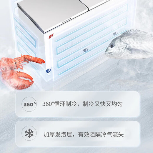 北格大冰柜商用全冷冻大型冷柜大容量单温双温2米冰箱 双开门300升 500升 700升以上 卧式冷藏冷冻两用 698单温-智能款美芝/霓虹定频压缩机【一级能效】