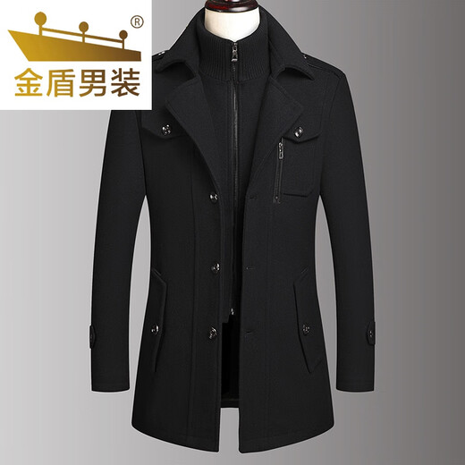 Jindun new winter style middle-aged men's woolen coat jacket casual middle-aged and elderly thickened woolen jacket daddy gray 170 recommended 95-115Jin Jin equals 0.5 kg