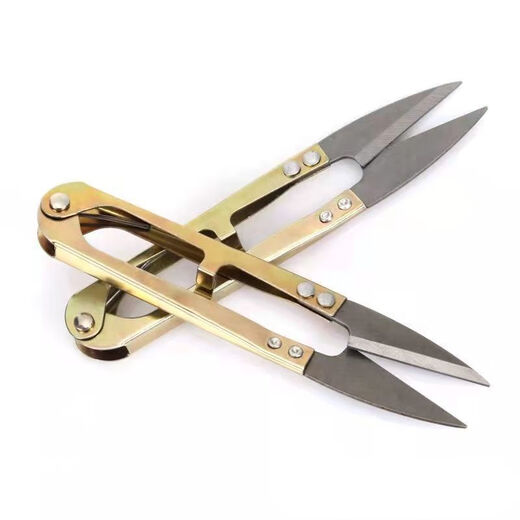 Carbon steel small scissors for thread cutting household U-shaped spring yarn scissors cross stitch manganese steel clothing tailoring small scissors 10 pieces