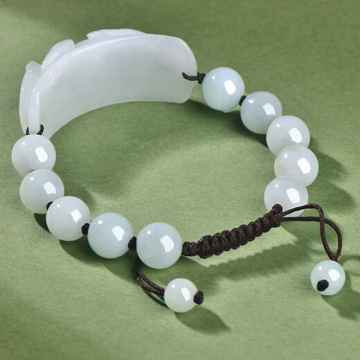 Ein Jade seit tausend Jahren [Jade -Einzelprodukt] Jade -Armband für Männer und Frauen, schwimmende Blumen, künstlerische Landschaft, Jade -Armband für einstellbare drei Pixiu -Marke QZD1276i