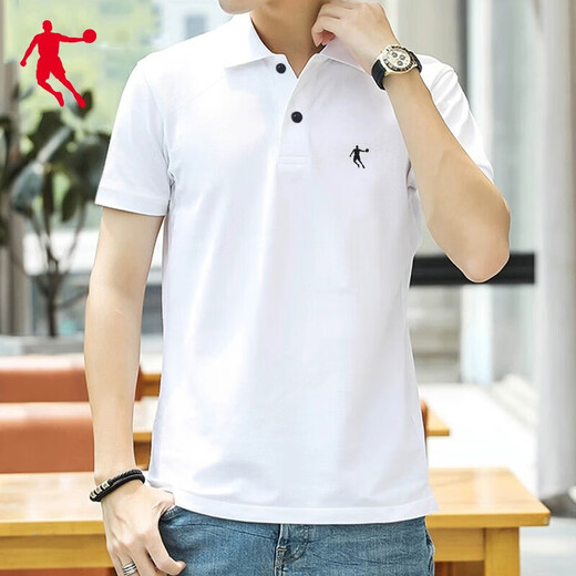 
Jordan short-sleeved T-shirt POLO shirt men's 2025 summer new lapel versatile comfortable running fitness casual half-sleeved top white [ice silky quick drying] L 175/92A