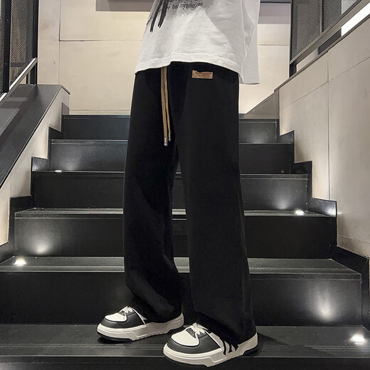 Weijue Jeans Men's New Autumn and Winter Straight Leg Loose Pants Men's Teenagers 2025 Boys' Wide Leg Casual Pants Black Gray XL Size (110Jin Jin is equal to 0.5kg -145Jin Jin is equal to 0.5kg)