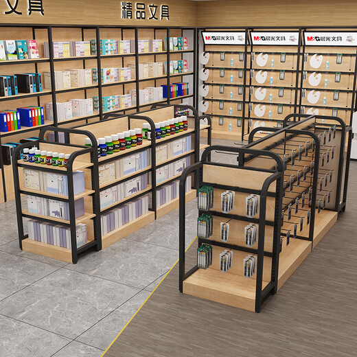 沐意 超市货架展示架便利店挂钩中岛柜零食母婴文具店可调节双面架子 【端头层板】690*360*1300