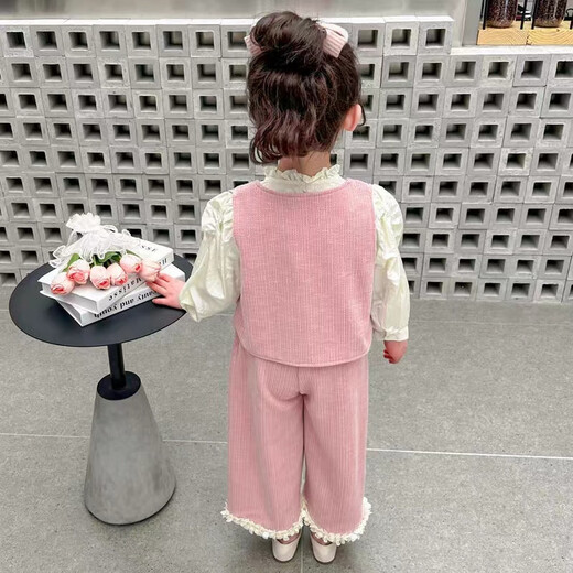 Disney Girls 25 Herbst neuer Anzug duftender Weste modische Kinder dreiköpfige Set Frühling und Herbst Baby Mode 6621 Pink [Drei-teiliger Set] 100 Empfohlene Höhe 85-95 cm