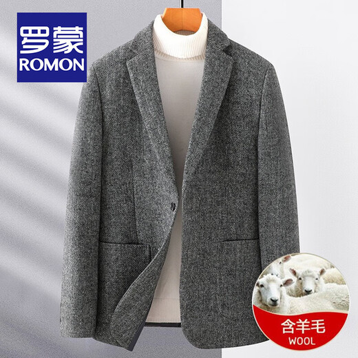 Lomon wool suit men autumn and winter middle-aged business casual fashion double-sided suit jacket men small suit single 210 gray coffee M 170