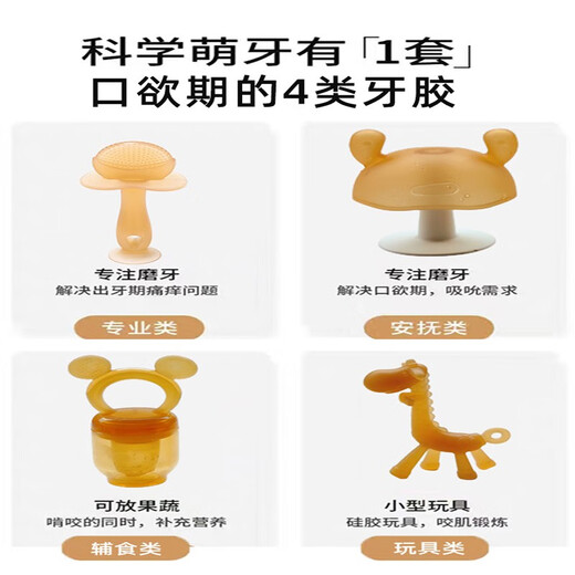 Yoshida Hisamori teether baby toy anti-eating hand artifact silicone chewable chewing gum 45 six months oral period budding period basic 2-piece set + box + chain