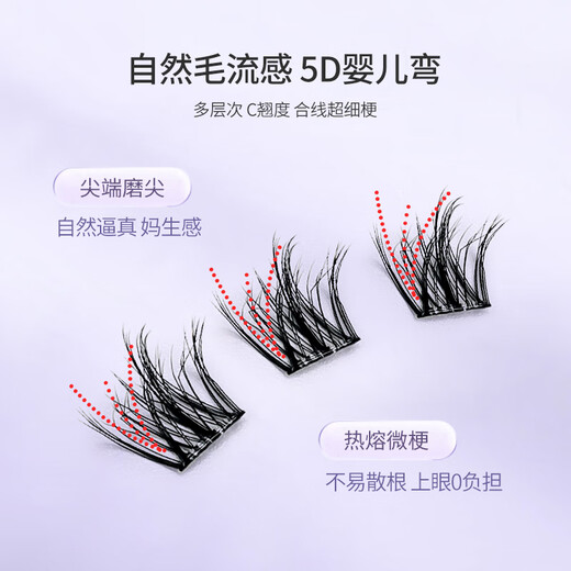 UPLUS Glue-free 5D Baby Curved False Eyelashes Lazy Trilogy Natural No-Removal Eyelashes Self-Adhesive Single Cluster