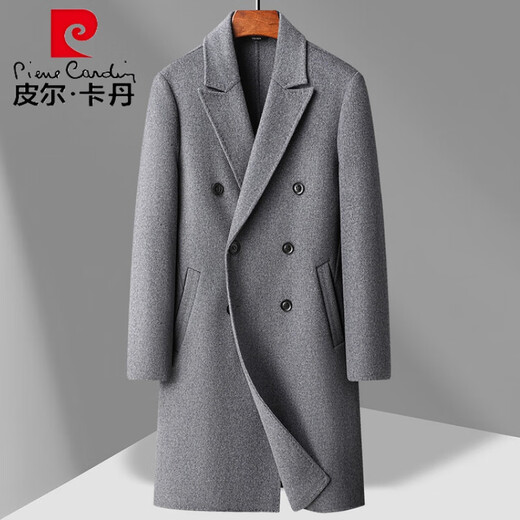 Pierre Cardin Automne et hiver tabac à double face manteau de laine pour hommes de la longueur de la longueur du genou sur le manteau laine de laine décontracté Men de magasin phare officiel Blue 3xl