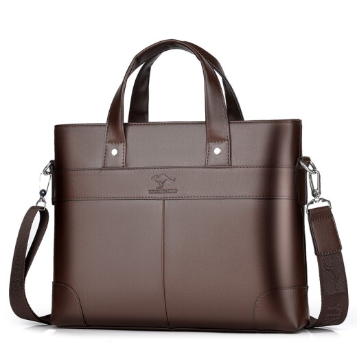 Gerbison business briefcase men's shoulder bag soft leather crossbody bag large capacity handbag can hold 14-inch computer bag black classic