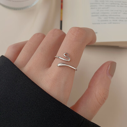 Yinao (yinao) 925 sterling silver snake-shaped ring for women 2025 trendy ins niche design index finger ring fashionable personality ring snake-shaped-ring