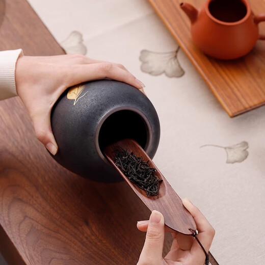 Betfair ebony tea spoon single tea shovel tea special spoon Japanese household wooden tea spoon high-end large walnut - tea spoon (crescent) + tea clip (original heart)