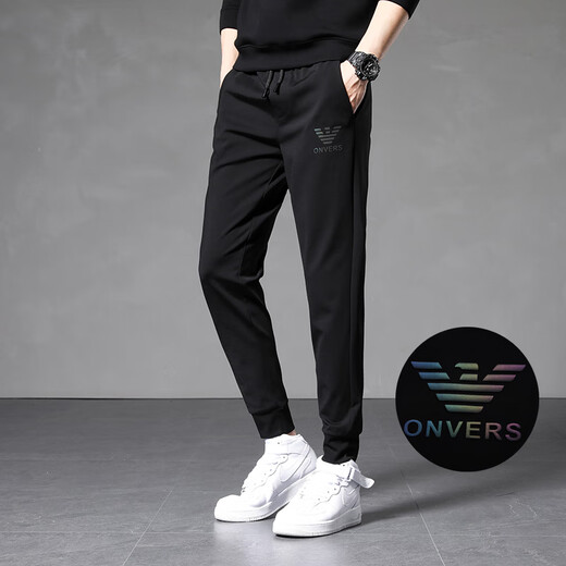 LEXC Light Luxury High-High Grain Sports Sports Pants Summer Spring Autumn Winter New Borded Gold Fashion Pants Loose Plus Velvet Black 3291 más Velvet M Recomendado 90-100 Jin [Jin equivale a 0.5 kg]