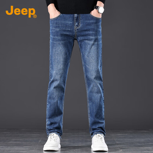 吉普（JEEP）2025春夏新款男士牛仔裤男高端时尚修身小直筒弹力休闲长裤子男裤