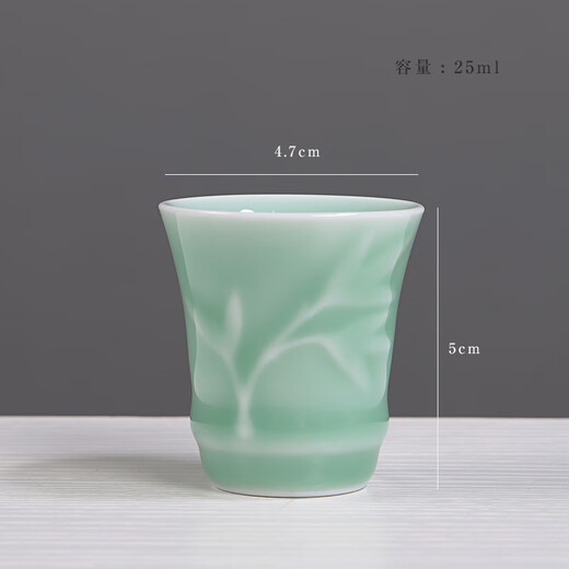 Fengge Ceramic Wine Glass Set Ceramic Wineware Household White Wine Glass Spirits Yellow Wine Cup One-cup Drinking Cup Chinese-style Goblet Celadon White Wine Cup Single Lotus Cup