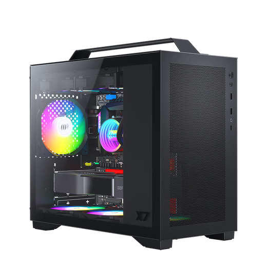 METALFISH X7 backline chassis, quick release side panel, dense hole design, supports MATX motherboard, 240 water cooling, large portable X7 black chassis