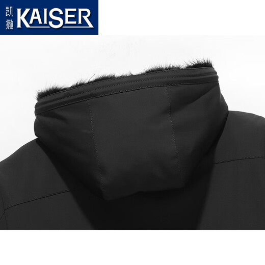 KAISER mink parka men's hooded mink fur lining mink coat men's political and business style office style nikk business wear black XL (175) (suitable for 120-135 Jin Jin equals 0.5 kg)