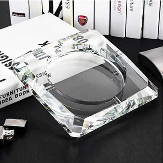Jingbufan Crystal glass ashtray fashion creative personalized gift large custom ashtray living room European ashtray transparent 15cm