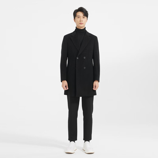 Vêtements pour hommes Lilang Light Fashion [Même modèle dans le centre commercial] Mabinement en laine pour hommes longs en laine mélangée en cachemire Q4DYR504 Black XL (175)