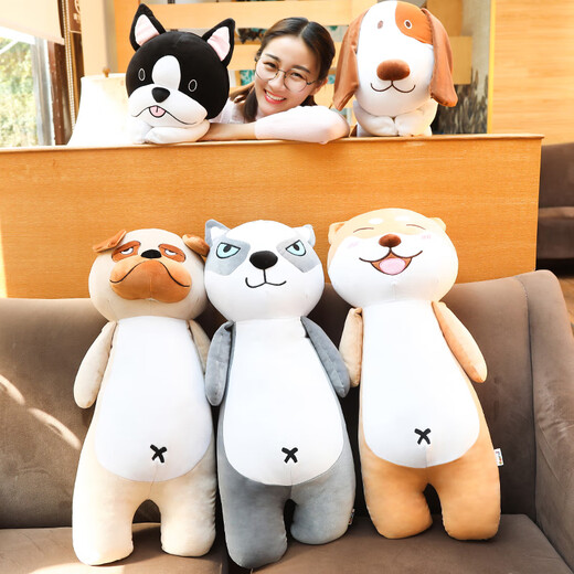 Magic Dragon Cute Sleeping Plush Toy Dog Doll Rag Doll Girl Sleeping Long Pillow Doll Cute Puppy Dog Rag Doll Birthday Gift for Girls Husky 60cm