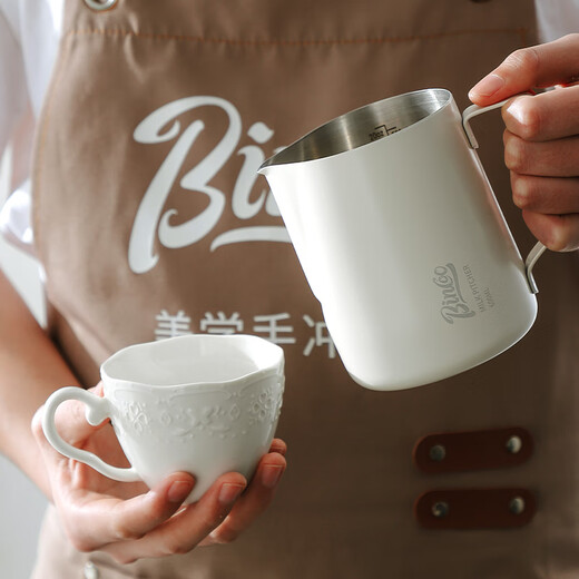 Bincoo coffee latte art cylinder round mouth latte art cup milk foam cup latte art artifact stainless steel professional utensil milk tank