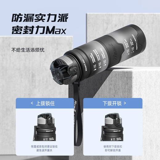 NEWB large-capacity sports kettle Tritan plastic drinking cup for men and women students summer fitness tea cup upgraded with insulation pad-Yaohei 1000ml