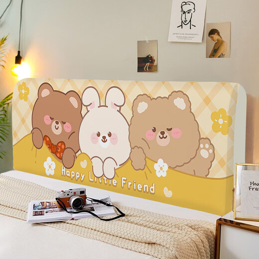 CLCEY2025 Neues Cartoon-Bett-Abdeckung Kinderzimmer Renovierungsbettbedeckung Holzbrett Weiche Beutel Bett Rückenlehne universell abnehmbares Waschl CTZ3527 Höhe 50-65*Länge 120 cm