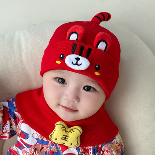 Benasci Baby Hat осень и зима для мальчиков и девочек, красные шерстяные шляпы для нового года, праздничные и модные новогодние поздравления для первого года шляпы Mx838-Red, купить шляпу в одиночку 0-12 месяцев (44-47 см)