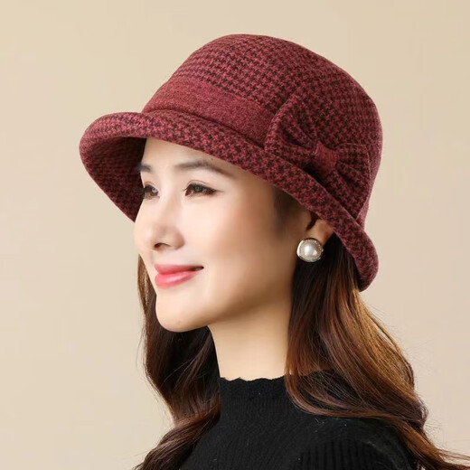 Wanhongda autumn and winter hats for middle-aged and elderly women, Western-style grandma woolen hats, versatile hats, Western-style mom fisherman hats, brown (90% of customers choose), adjustable
