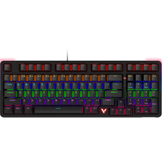 Rapoo V500PRO-98 upgraded model 98-key wired backlit mechanical keyboard cool RGB side light gaming e-sports chicken office full-key non-gush programmable keyboard black axis