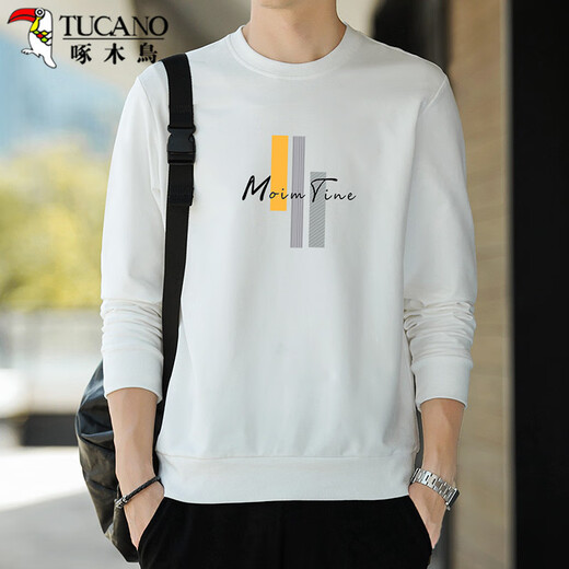 Woodpecker (TUCANO) sweatshirt men's casual versatile long-sleeved T-shirt men's loose round neck pullover student tops men's white XL