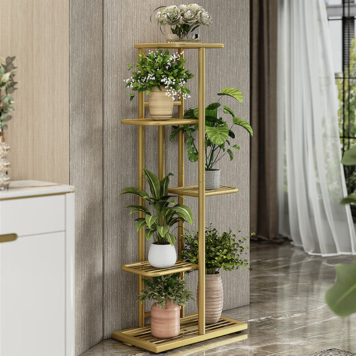 Solno Blumenständer mehrschichtige Klappboden im Innenhause Balkon dekorativen Blumenständer Schmiedeeisen Wohnzimmer Innenhof Einfaches Sukkulpfmittel Rack Weiß H916 (6 Töpfe verbesserte Version)