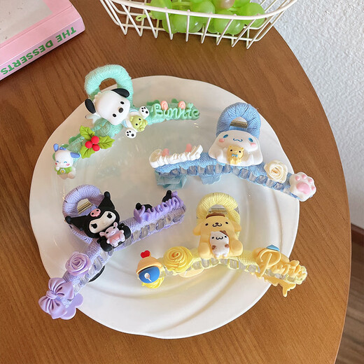 Korean children's scratch clip cartoon Belle hair clip little girl hair clip star-dairy shark clip hair accessories 9930C pink melody clip