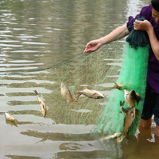 Vinoa fishing net hand-thrown net fishing net wire mesh three-layer sunken net single-layer floating net hanging fish net fishing net white striped crucian carp three-layer 2-finger 1.2 meters high 21 meters long sunken net