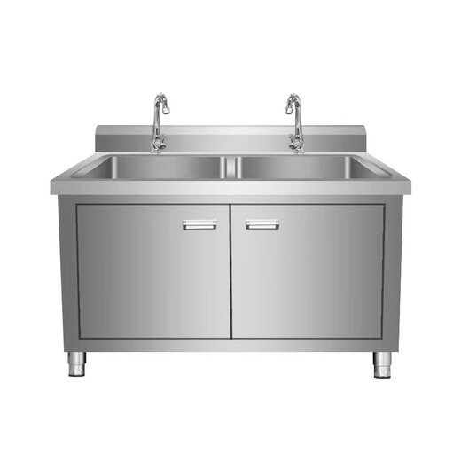 Kitchen stainless steel sink cabinet floor-standing integrated dish basin sink cabinet with console sink commercial 120*60*80 double pool thickened version without compartment