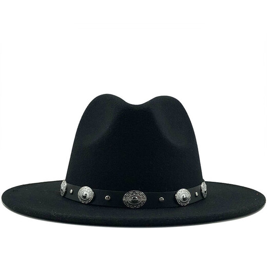 Techima Top Hat Gentleman Hat Men's Tibetan Jazz Hat Retro Top Hat Men's Cowboy Hat Big Head Hat Punk Suit Gentleman Black L(5860cm)