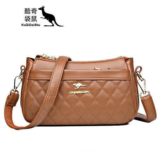 Kuqi Kangaroo Genuine Leather Middle-aged Mom Bag Crossbody Bag 2023 New Trendy Versatile Fashion Single Shoulder Women's Cowhide Small Bag Dark Brown 24*7*15 Kuqi Kangaroo Genuine Leather Middle-aged Mom Bag Crossbody Bag 2023 New Trendy Versatile Fashion Single Shoulder Women's Cowhide Small Bag Dark Brown 24*7*15