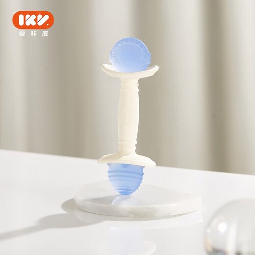 IKV teether for babies over six months old, 468 month old baby toy, silicone chewing gum, soothing magic wand teether - blue