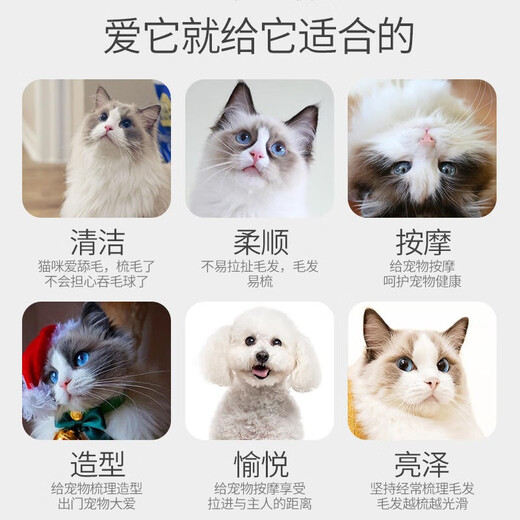 Qi Oh Dog Massage Comb Cat Comb Bath Brush Dog Comb Anti-static Pet Knot Unknot Comb Cat Hair Removal Magic Hair Removal Massage Comb Electroplating Rose Gold